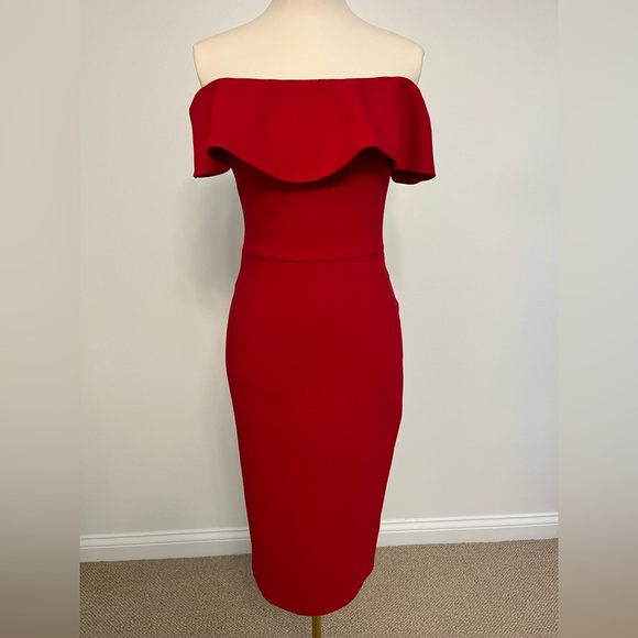 Zara Basics Off the Shoulder Red Dress - Picture 6 of 13